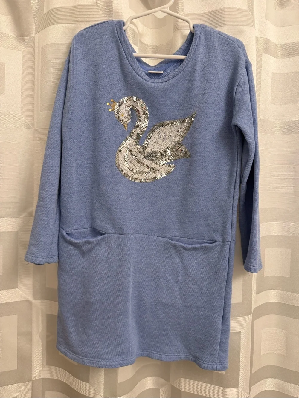 Gymboree blue knit swan dress long sleeve size 5/6